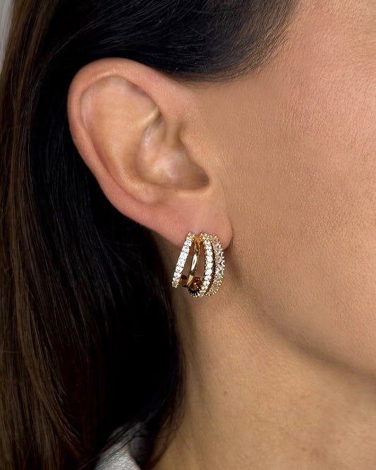 Orecchini Double Hoop Pavé